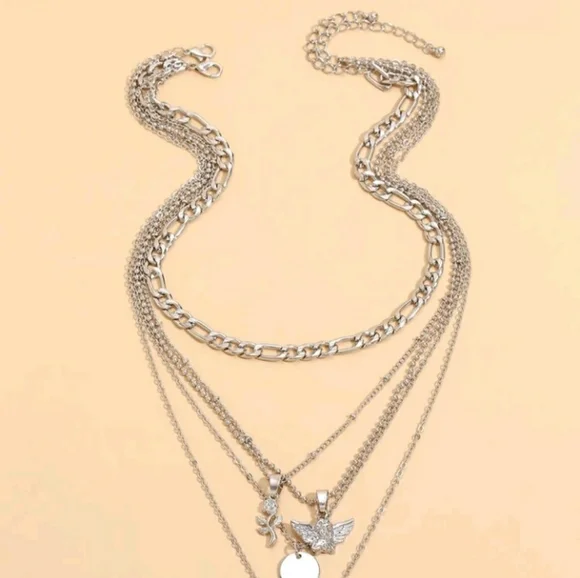 New Silver Pendant Layered Necklace - Picture 5 of 6